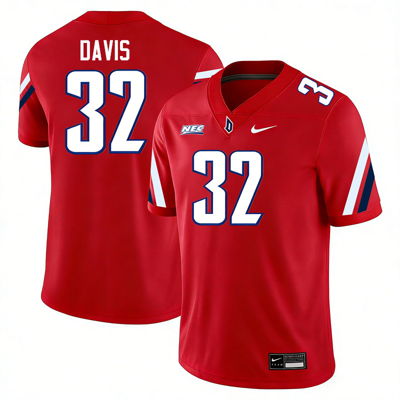 Duquesne Dukes #32 Ness Davis College Football Jerseys,Uniforms Stitched-Red